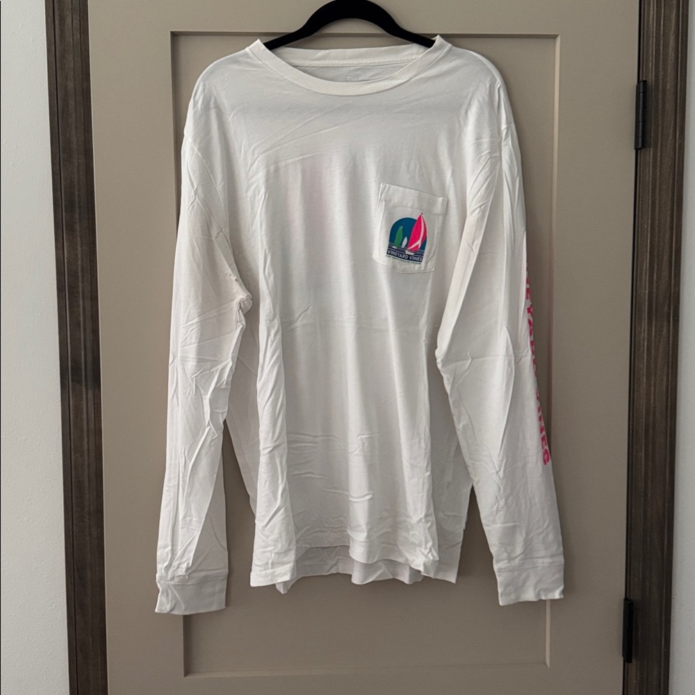 Vineyard Vines White Shirt with Colorful Sailboat Logo